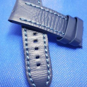 Custom Vintage Distressed Leather Strap 24mm Blue